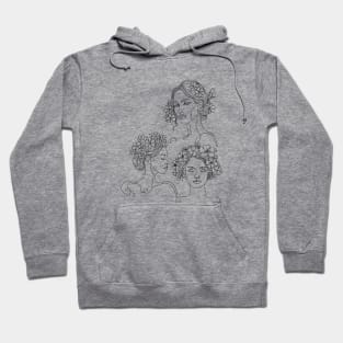 Line art female with flowers Hoodie